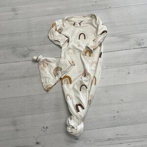 Three little tots knotted gown and hat‎ neutral rainbow NB-3 months